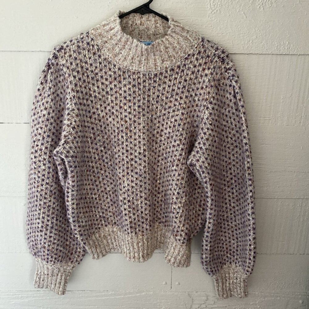 Cece Balloon Sleeve Jacquard Sweater Size XL